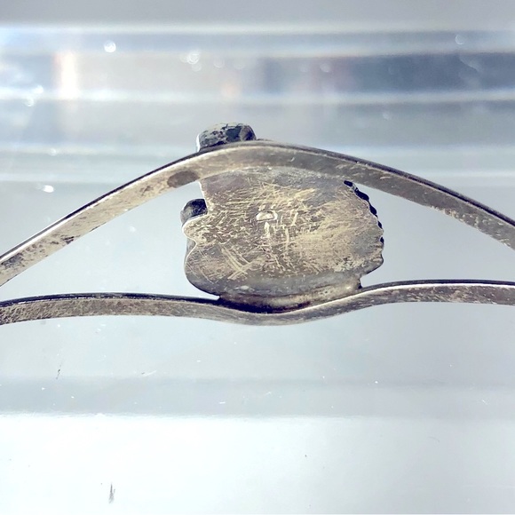 VTG NAVAJO TURQUOISE CORAL STERLING D CUFF AMERICAN INDIAN - Picture 10 of 12